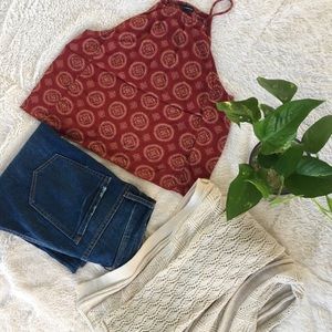 Brandy Melville Boho Flowy Crop Tank